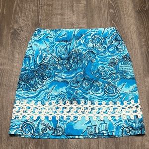 Lilly Pulitzer Dark N Stormy Gosling’s Rum Skirt Sz 6